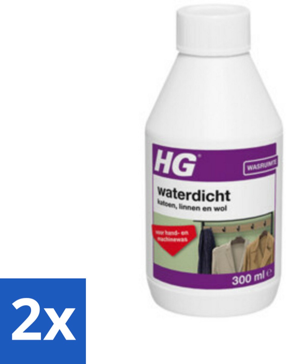 2 x HG Waterdicht katoen Voor Linnen, Wol & Gemengde Textielsoorten 300 ml - Waterdicht Maken - Katoen Waterdicht - Linnen Waterdicht - Wol Waterdicht - Textiel Waterdicht