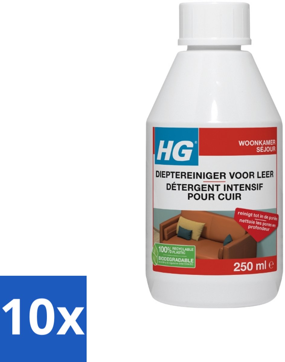 10 x HG Dieptereiniger Voor Leer 250 ml - Leer Reinigen - Leer Reiniger - Diepte Reiniger - Leer Reinigen Zonder Schade - Leer Finish Reinigen