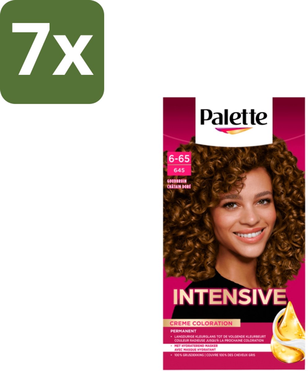 7 x Poly Palette – Haarverf – 6-65 / 645 Goudbruin – 115 ml - Goudbruin Kleuren - Haarverzorging - Haarkleur - Haarkleurresultaat - Anti-breuk Masker