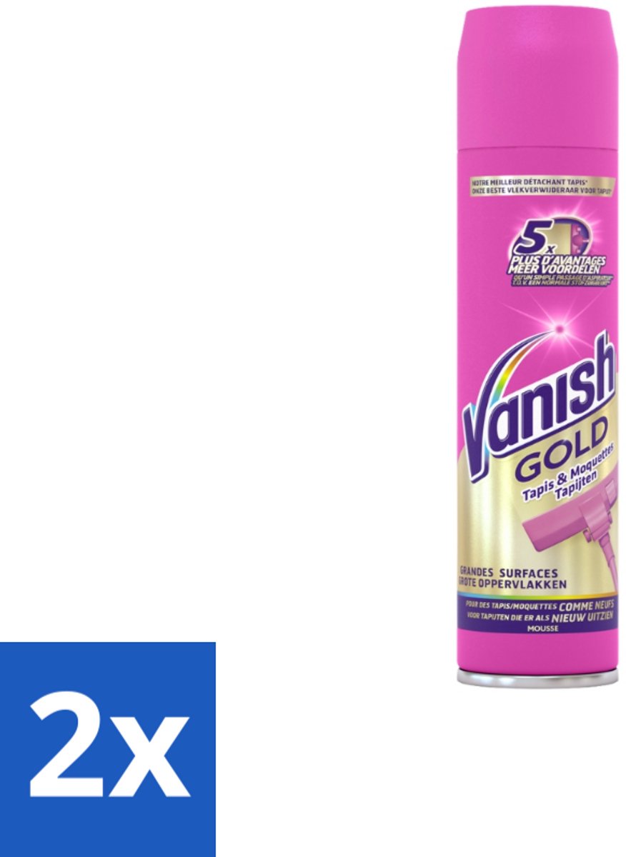 2 x Vanish – Tapijt Vlekkenverwijderaar – Gold Mousse – 600 ml - Tapijt Reinigen - Vlekken Verwijderen - Tapijt Schoonmaken - Tapijt Mousse - Tapijt Reinigingsmousse
