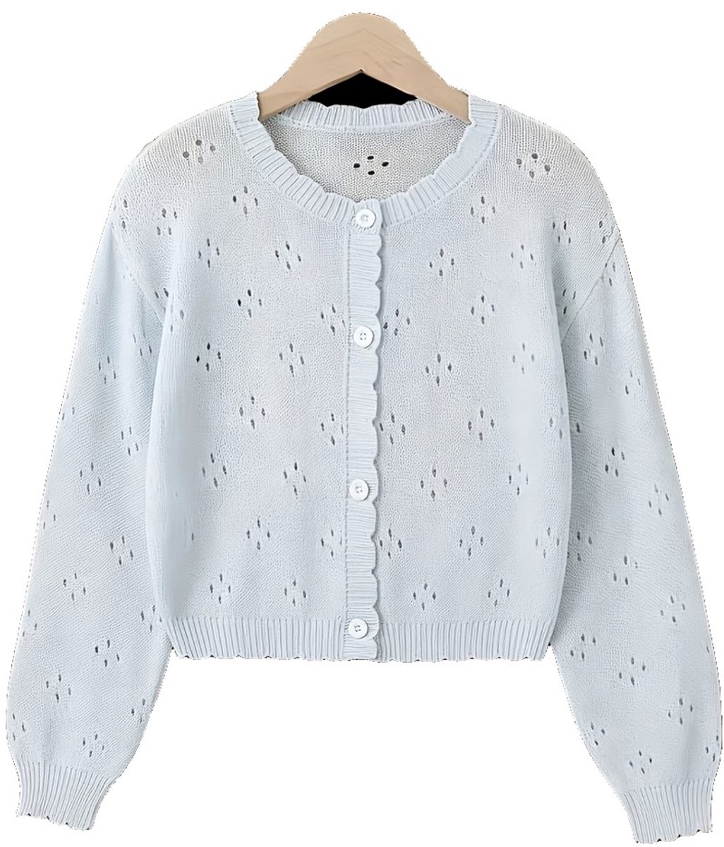 Currero Cardigan Meisjes Vest Meisje Met Knopen Kinderen Warm Gebreid Vest Long Lichtblauw 9 Jaar