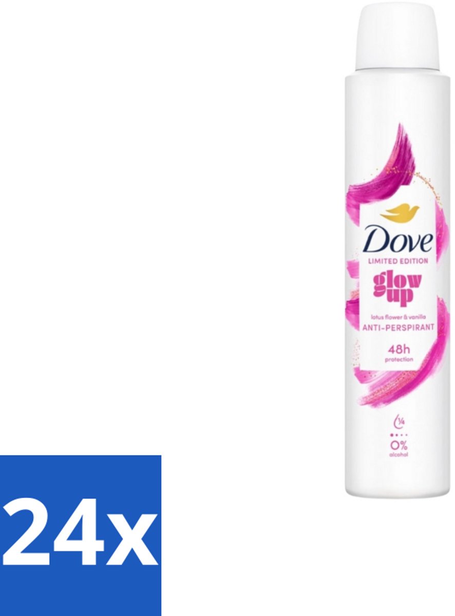 24 x Dove – Deodorant Spray – Glow Up – 200 ml - Anti-transpirant Spray - Zweetvermindering - Geurvermindering - Fris - Bloemig