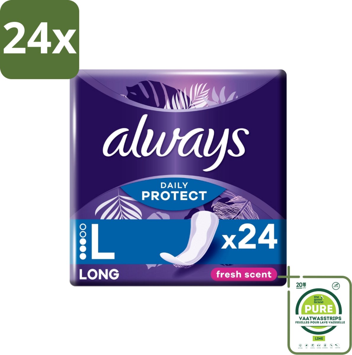 Always – Inlegkruisjes – Long Fresh Scent – 24 Inlegkruisjes - Voordeelverpakking - 24 stuks - Inlegkruisjes - Frisse geur