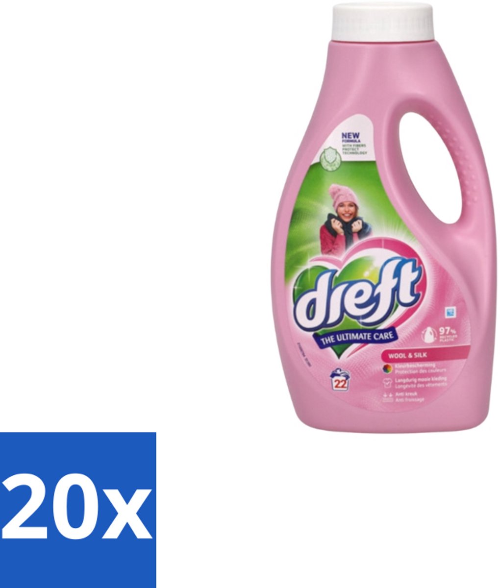 Dreft – Vloeibaar Wasmiddel – Wol & Zijde – 22 Wasbeurten - Bulkverpakking - 20 stuks