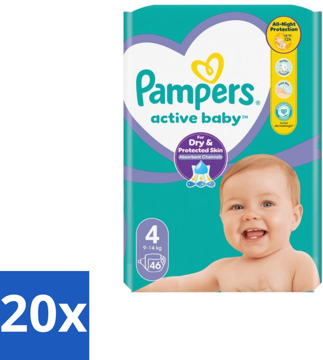 Pampers – Luiers – Active Baby Maat 4 – 46 Luiers - Bulkverpakking - 20 stuks