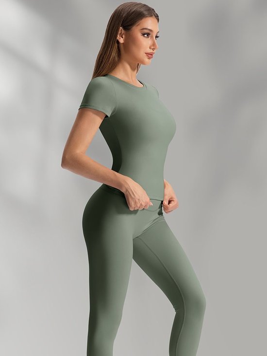Currero Pilates Pak Dames - Yoga - Buttshaper - Gym - Fitness - Butt Lift - Bil Vergrotend - Heup Liftend - Yogakleding - Groen XL — afbeelding 3