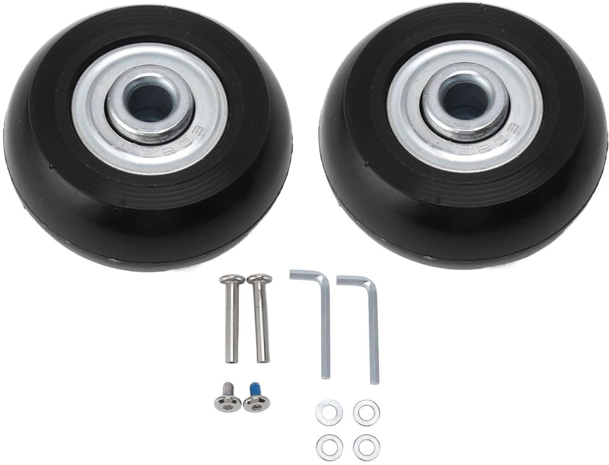 Vervangende Wielen voor Koffers - 2 Stuks Stille Rubber Zwenkwielen voor Reiskoffers (40mm x 18mm) - Ideaal voor Luchtvaart en Reizen