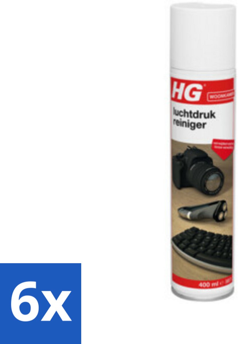 6 x HG Luchtdrukreiniger Voor Alle Kiertjes & Gaatjes 400 ml - Stofzuiger - Luchtreiniger - Schoonmaak - Elektronica Schoonmaken - Toetsenbord Schoonmaken