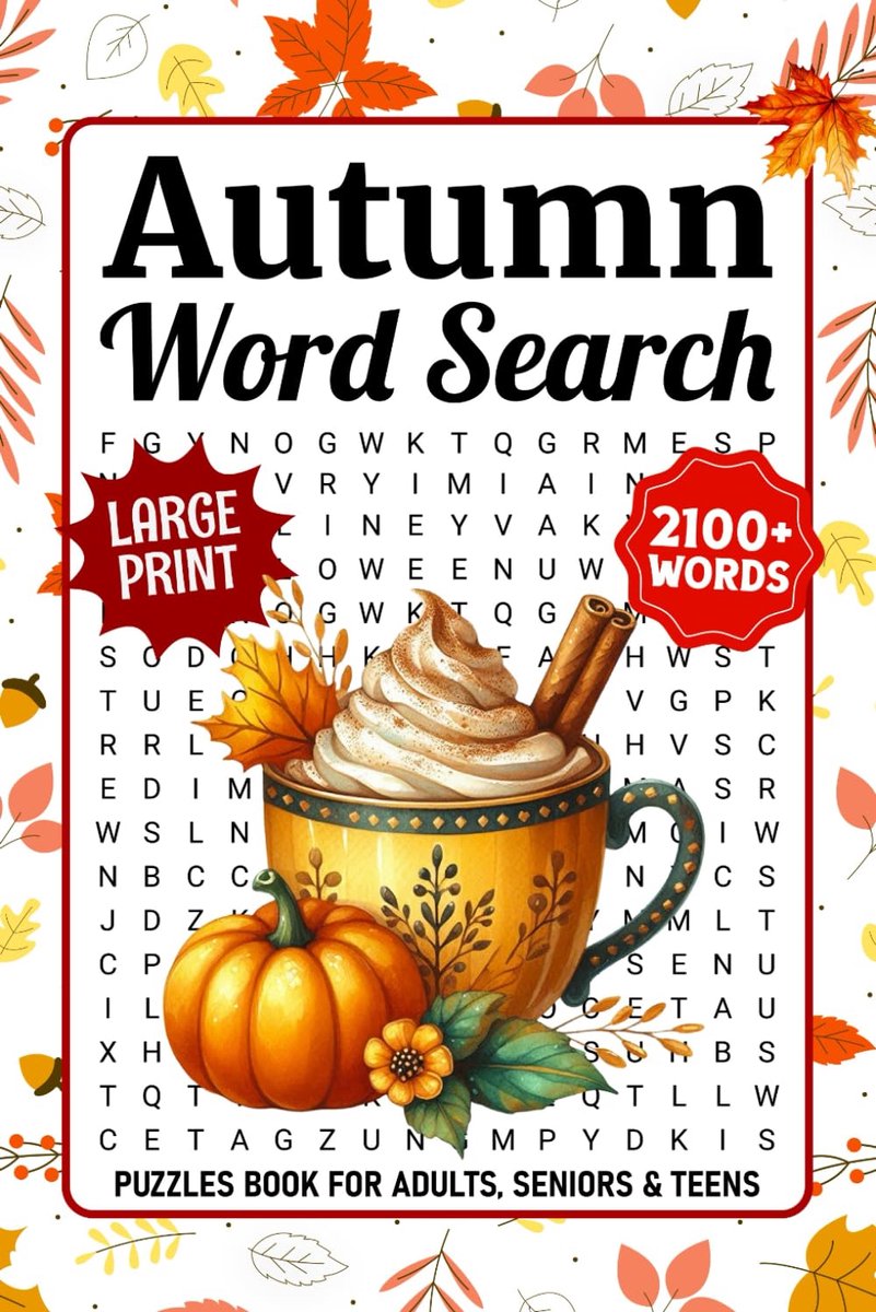 Autumn Word Search Puzzles Large Print: 2100+ Relaxing Words, Cozy Fall Themed Word Find Puzzle Book For Adults, Teens - ShopVlot