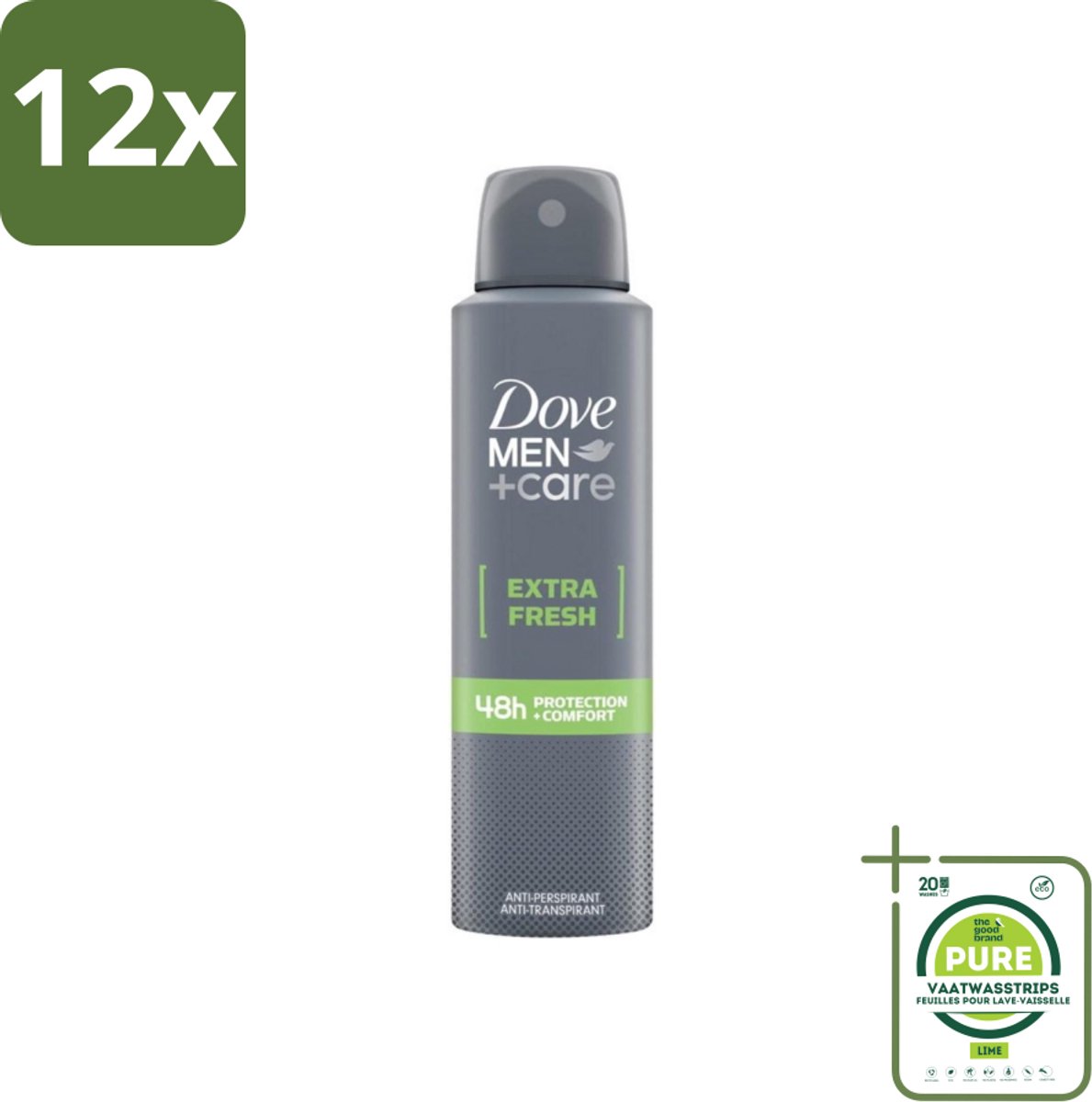 Dove Men+Care - Extra Fresh - Deospray - Anti-Transpirant - 150 ml - Voordeelverpakking - 12 stuks - Deodorant - Antitranspirant