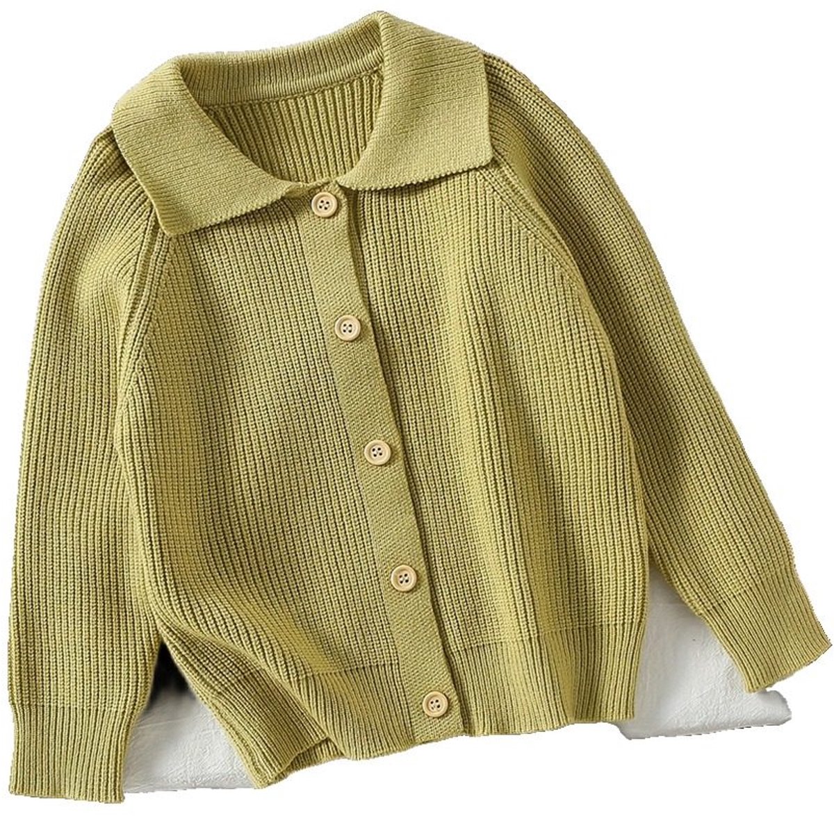 Currero Cardigan Jongens Vest Jongen Met Knopen Kinderen Warm Gebreid Vest Long 1-2 Jaar Matcha-kleur