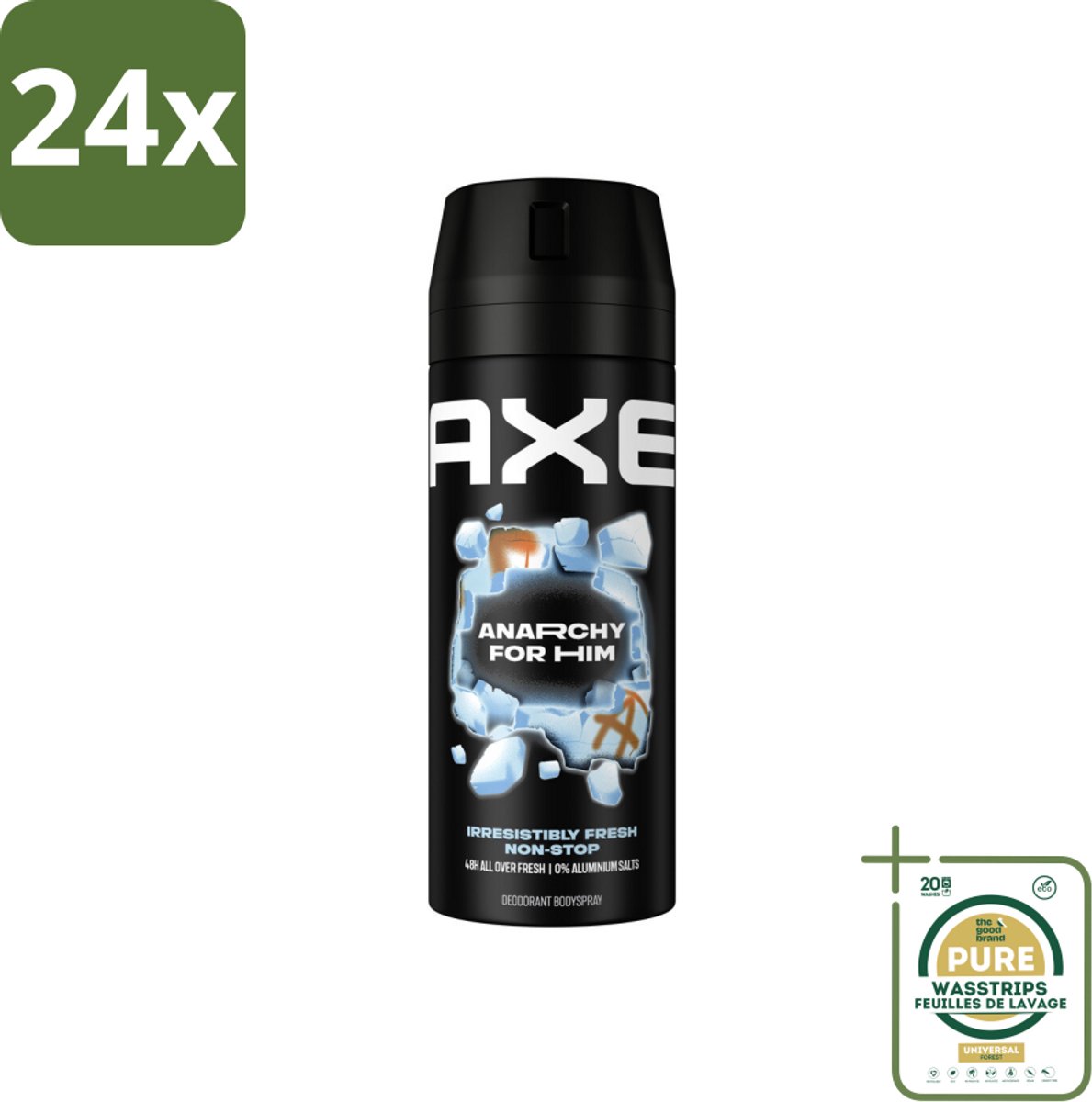 Axe Deodorant Bodyspray Anarchy for Him 150 ml - Voordeelverpakking - 24 stuks - Axe Anarchy - Mannelijke geur