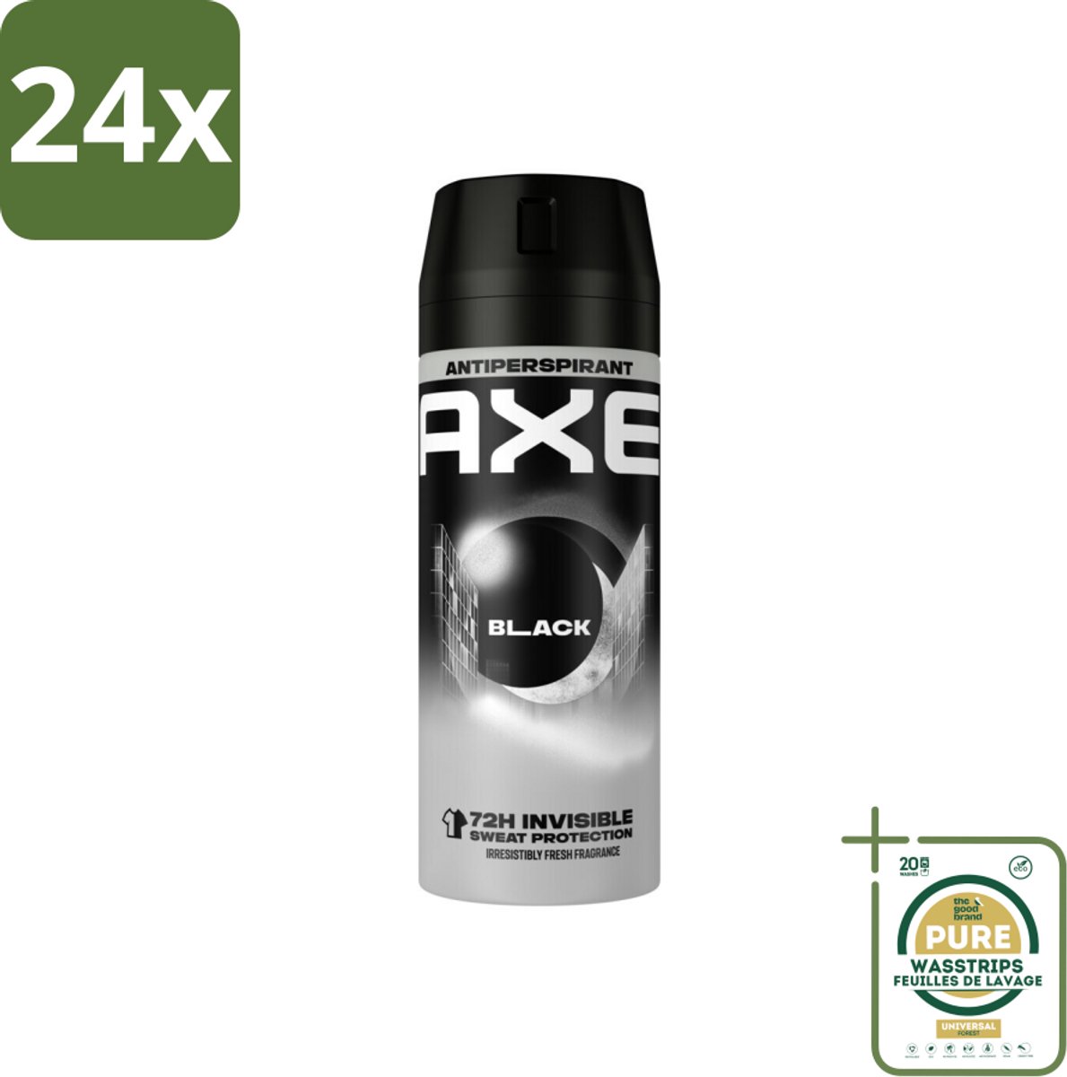 Axe - Deodorant Spray - 72hrs Anti Sweat - Black - 150 ml - Voordeelverpakking - 24 stuks - 72 uur bescherming - Axe Black