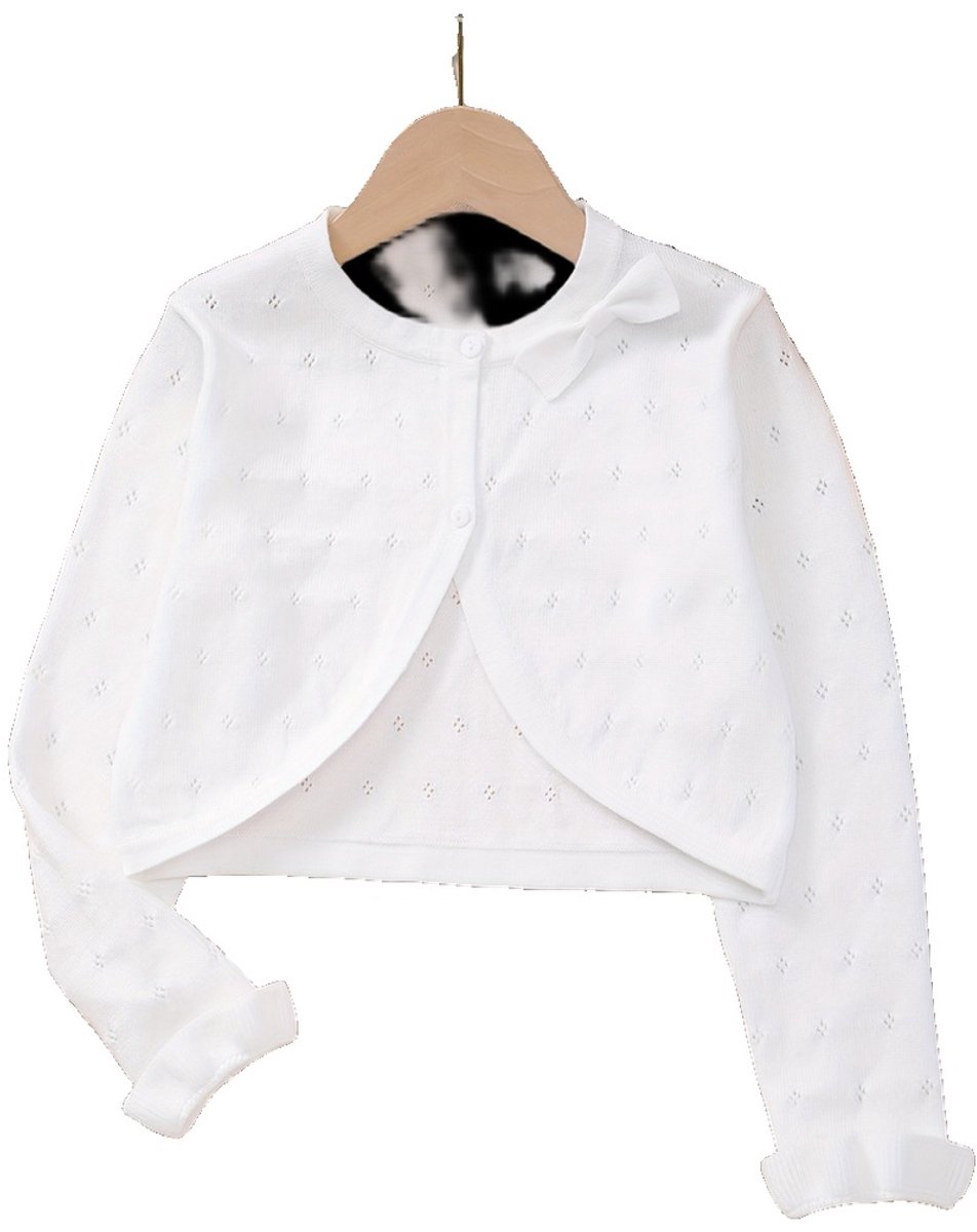 Currero Cardigan Meisjes Vest Meisje Met Knopen Kinderen Warm Gebreid Vest Long 7 Jaar Wit
