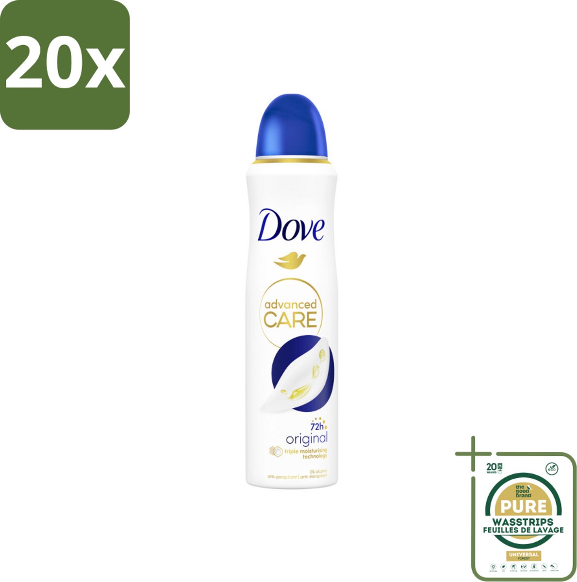 20 x Dove – Deodorant Spray – Original – 150 ml - Grootverpakking - Anti-transpirant Spray - Deodorant Spray - Anti-transpirant - Deodorant - Okselbescherming