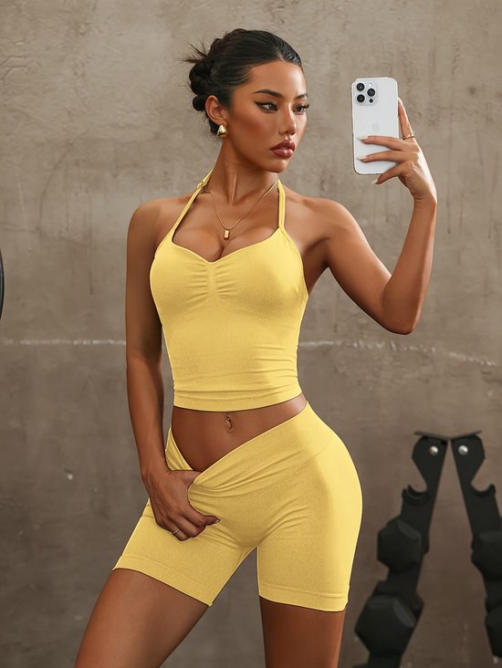 Currero Pilates Pak Dames - Yoga - Buttshaper - Gym - Fitness - Butt Lift - Bil Vergrotend - Heup Liftend - Yogakleding - Geel XS — afbeelding 2