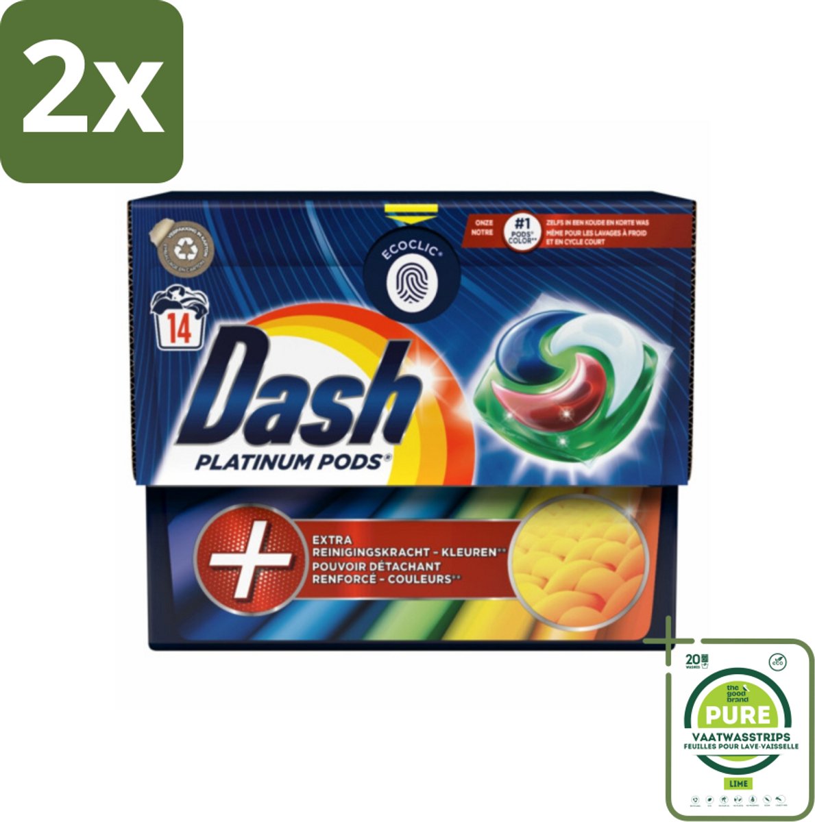 Dash Platinum - Wasmiddel Capsules - Gekleurde Was - 14 Wasbeurten - Voordeelverpakking - 2 stuks - Wasmiddel capsules - Gekleurde was