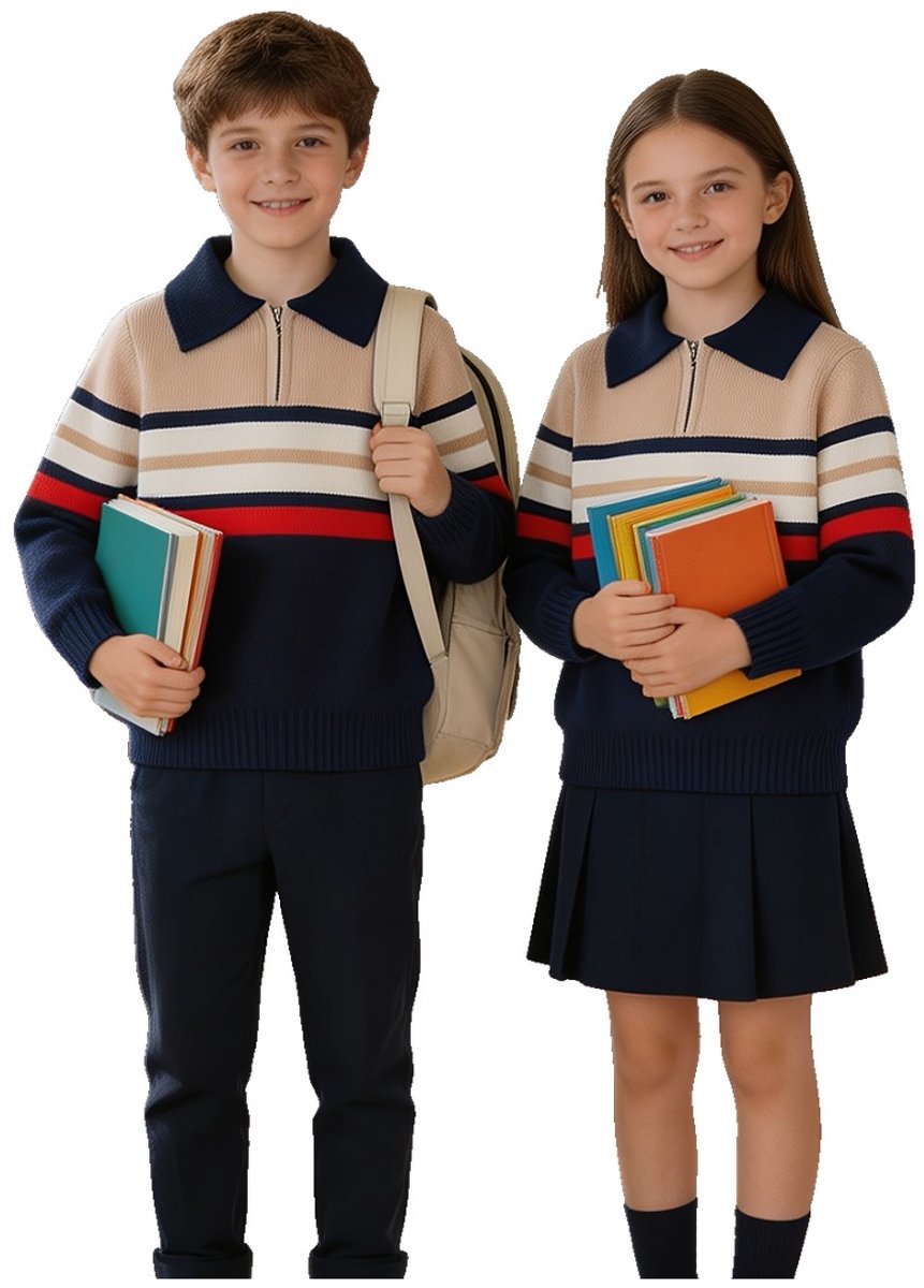 Currero Quarter Zip Jongens Sweater Met Rits Jumper Quarterzip Hoodie Jongen Warme Trui Vest Lang Coltrui Donkerblauw 4-5 Jaar