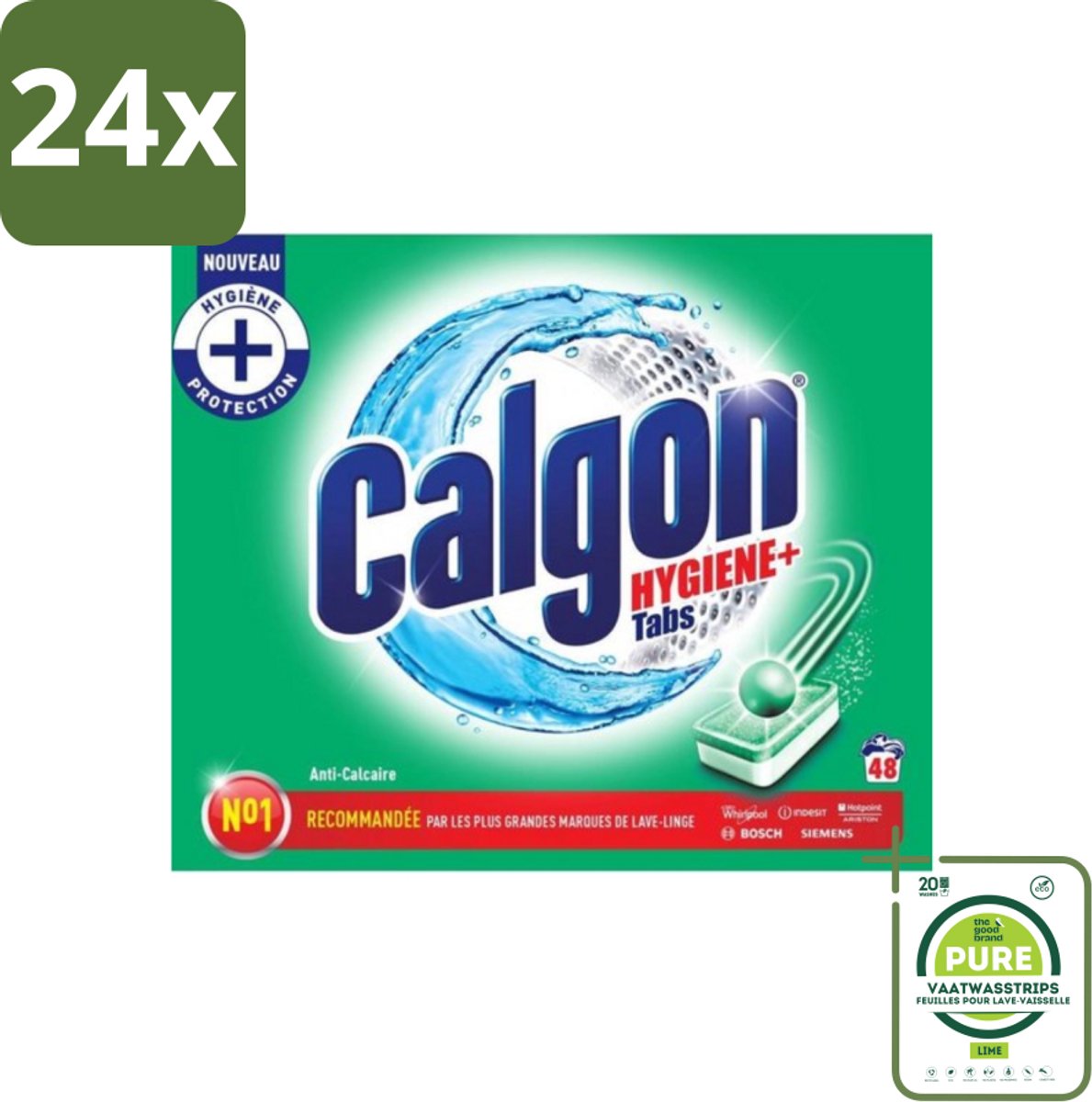 Calgon - Wasmachinereiniger - Tegen Kalkaanslag - 48 Tabletten - Voordeelverpakking - 24 stuks - Wasmachinereiniger - Kalkverwijderaar