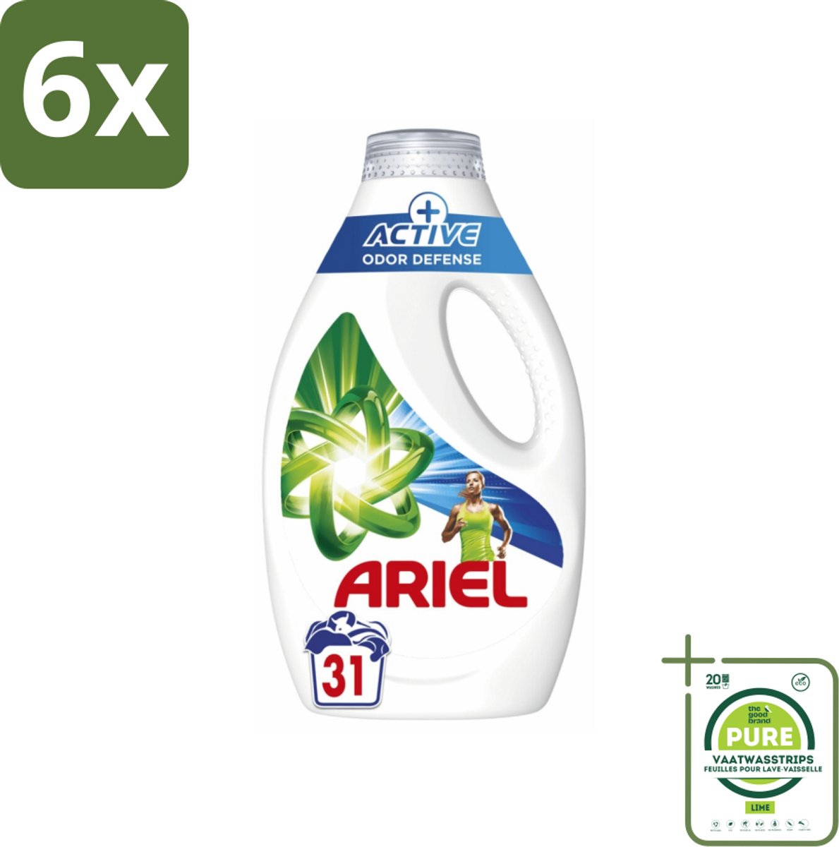 Ariel Original - Actieve Geurbestrijding - Vloeibaar Wasmiddel - Witte en Gekleurde Was - 31 Wasbeurten - Voordeelverpakking - 6 stuks - Wasmiddel - Vloeibaar wasmiddel