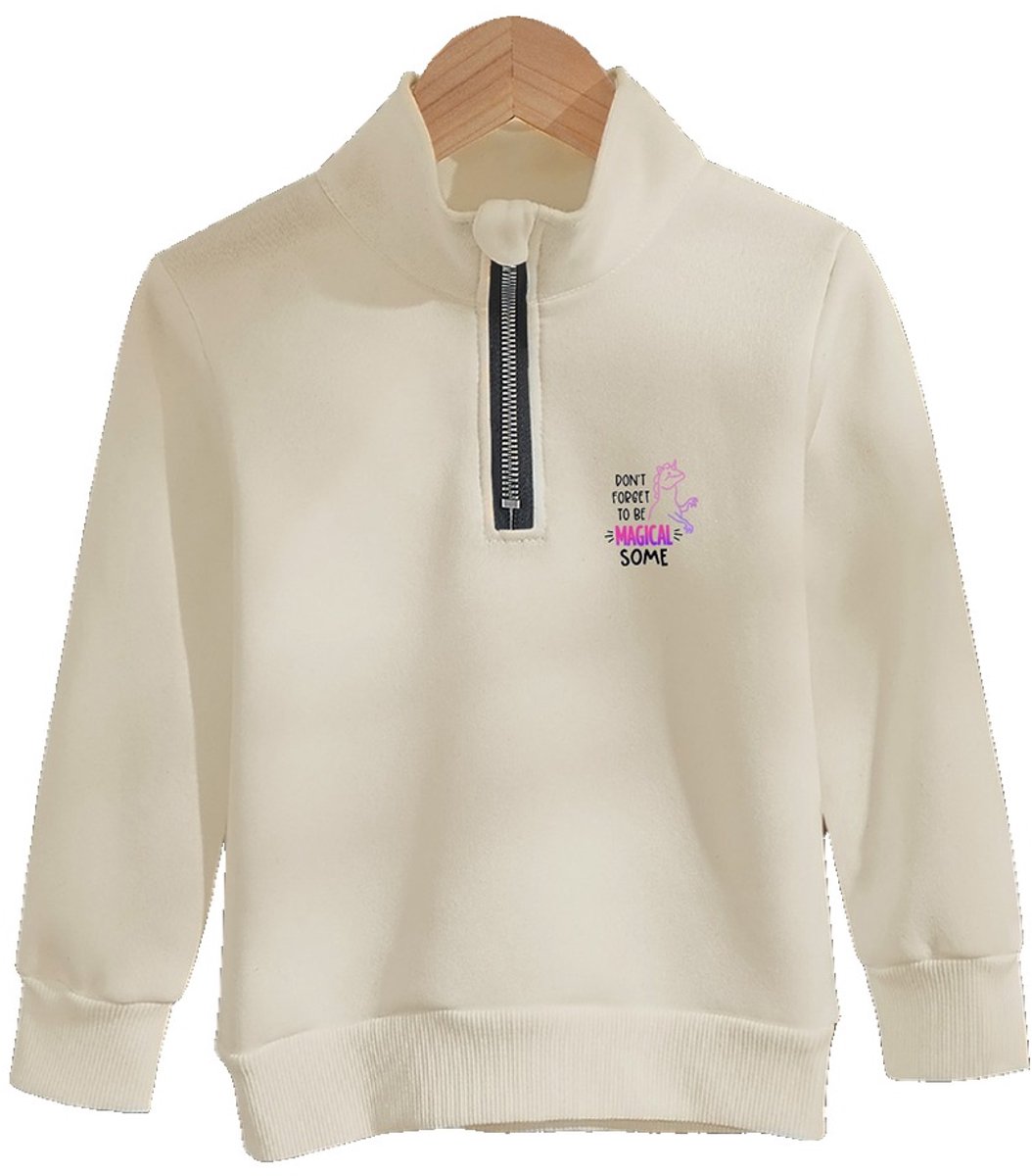 Currero Quarter Zip Meisjes Sweater Met Rits Jumper Quarterzip Hoodie Meisje Warme Trui Vest Lang Coltrui 12 Jaar Beige