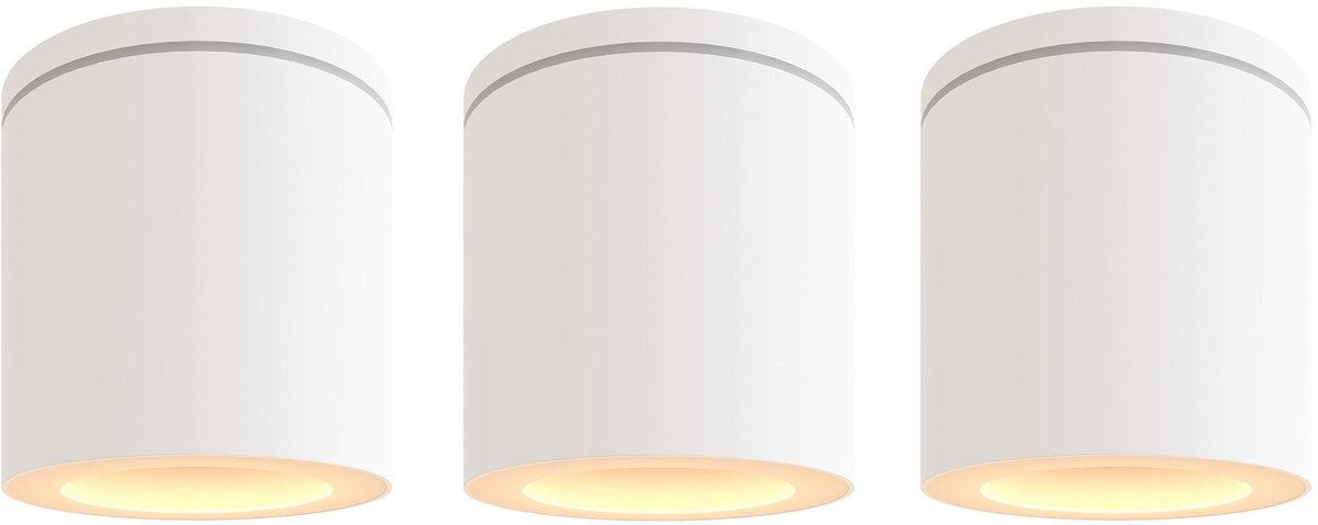 LEDVION 3 stuks LED opbouwspot IP54 wit GU10 fitting zonder lichtbron