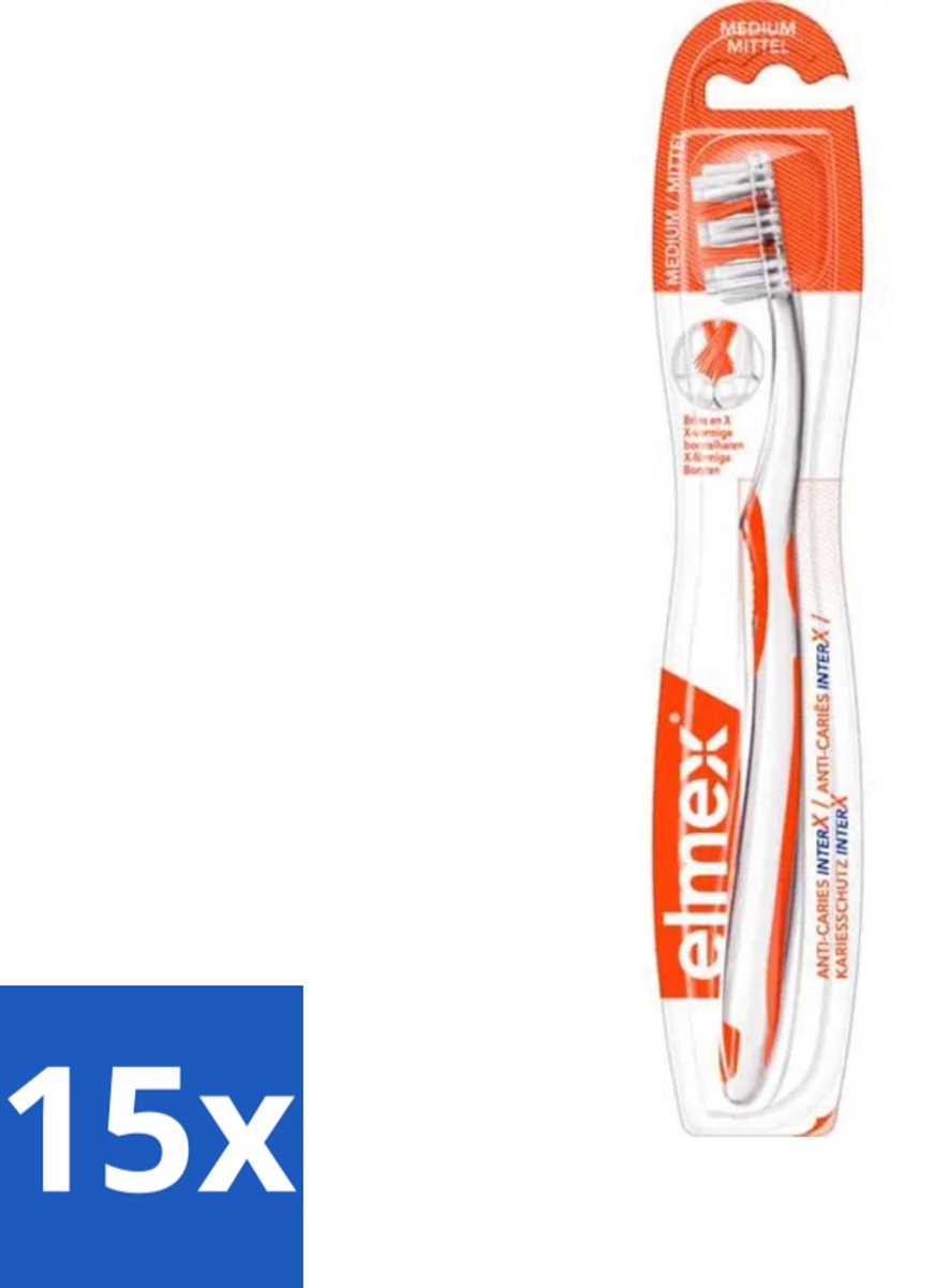 Elmex – Tandenborstel – InterX Medium - Bulkverpakking - 15 stuks