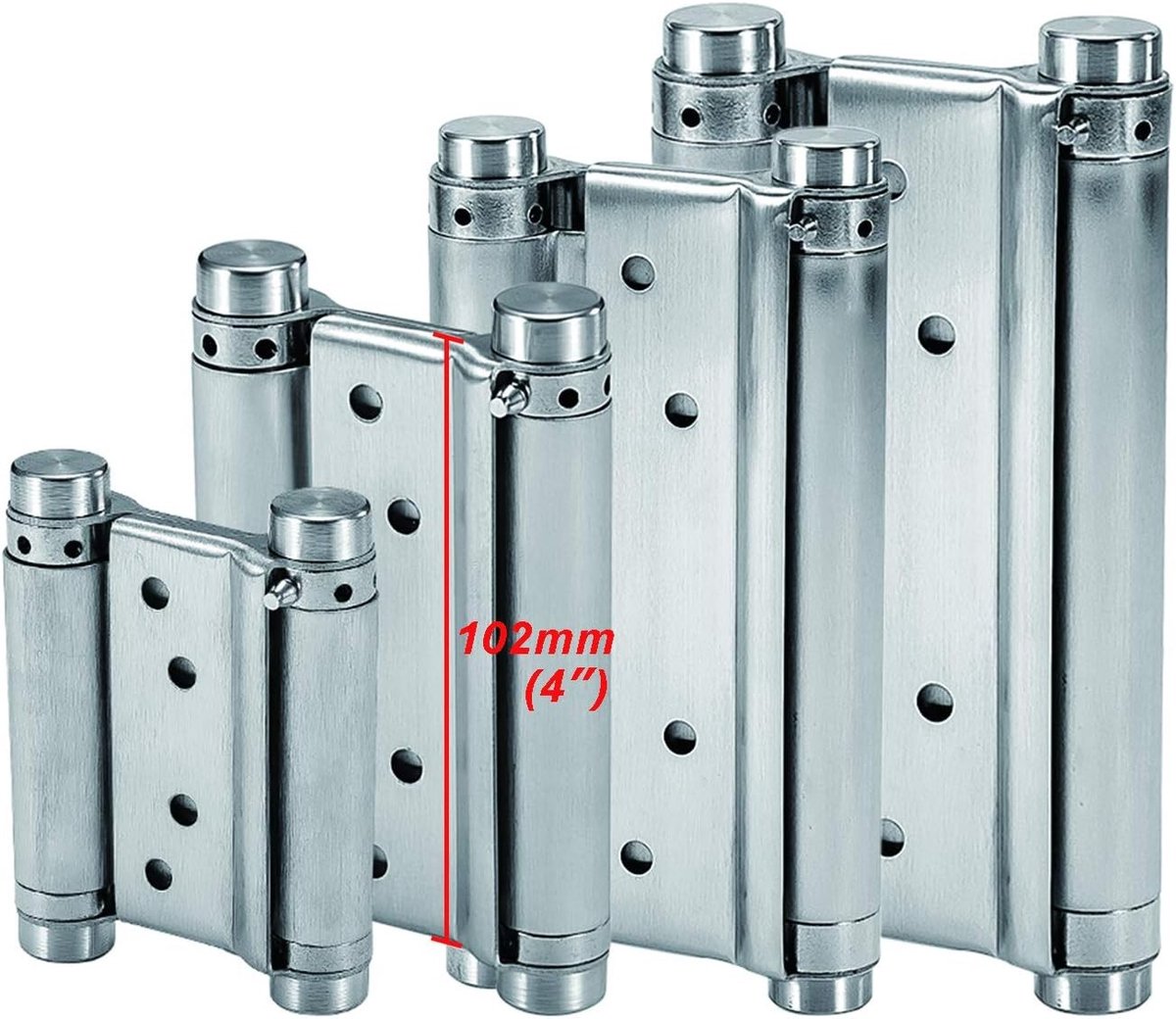 Dubbele RVS Veer Scharnieren 4" (102mm) Zelfsluitend voor Swingdeuren - Ideaal voor Salon, Café en Bar - Draagvermogen 16kg (2 Stuks)