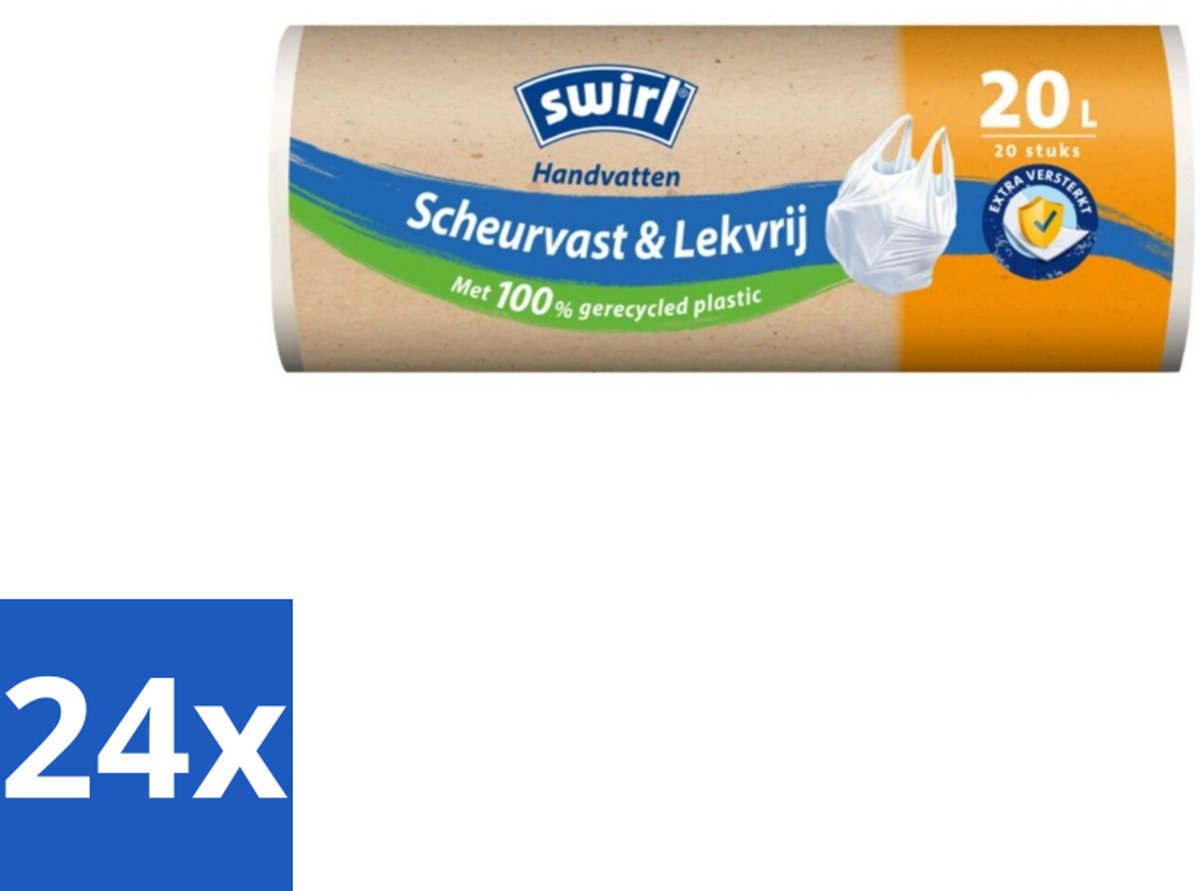 Swirl – Pedaalemmerzakken – 20 L – Handvat – 20 zakken - Voordeelverpakking - 24 stuks