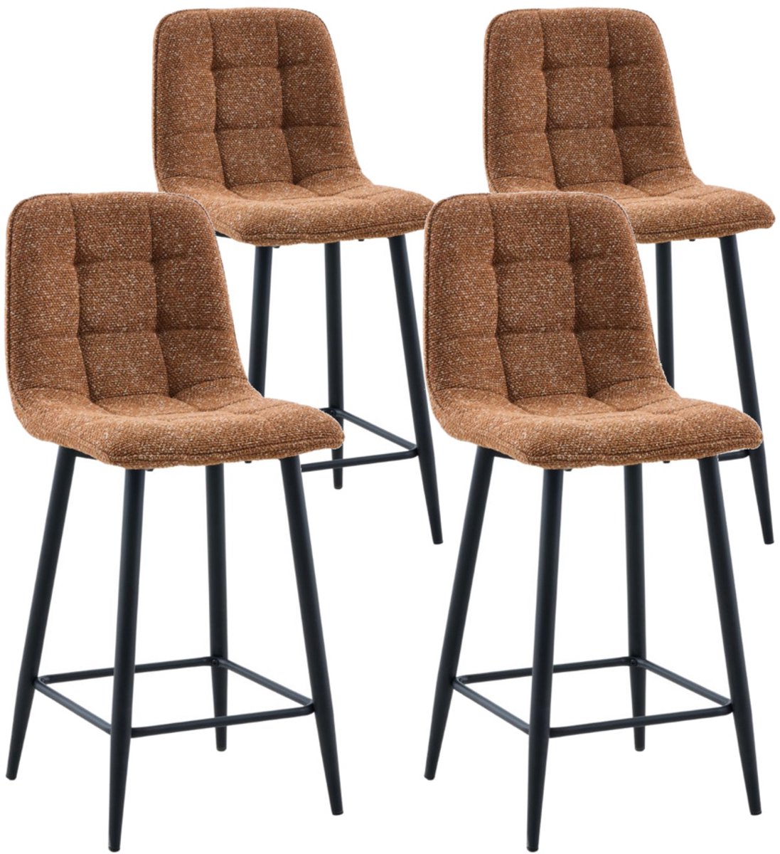DS4U® - Hugo barkruk 65 cm - Set van 4 - Roestbruin - Stof