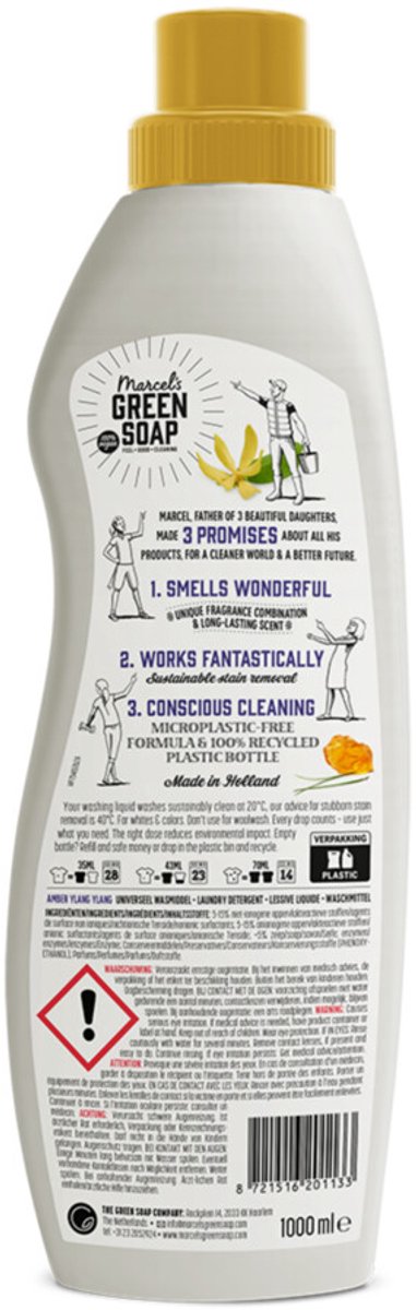Marcel's Green Soap Wasmiddel Amber & Ylang Ylang 23 Wasbeurten - 1 liter
