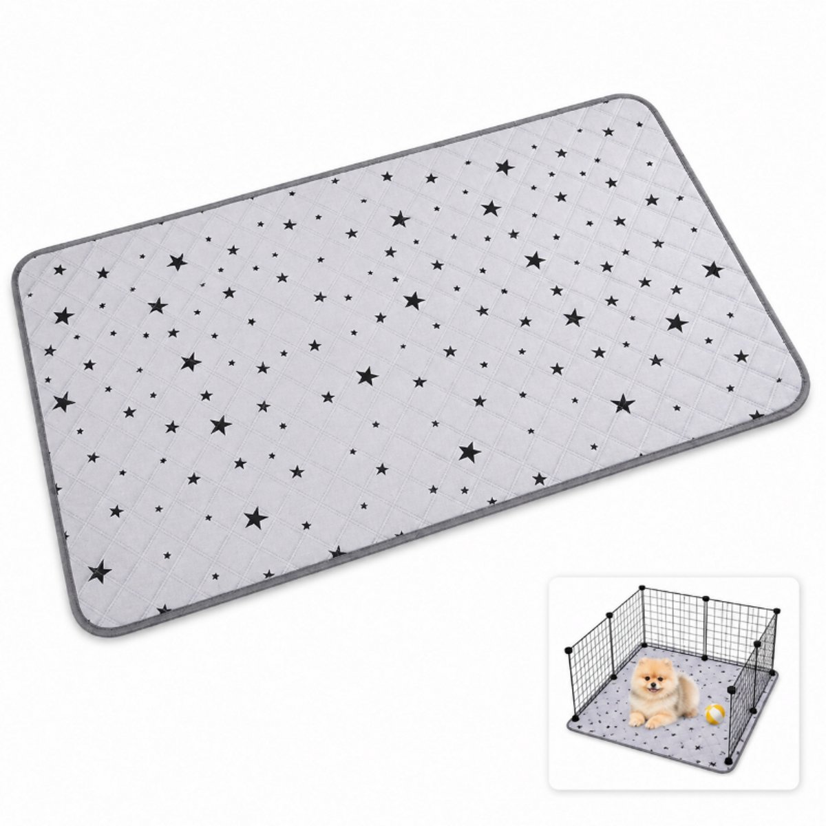 Honden Trainingsmat - Wasbare Onderlegger - 120*60cm Herbruikbare - Lekvrij, Antislip, Zeer Absorberend - Voor Honden, Cavia'S, Katten - Grijs