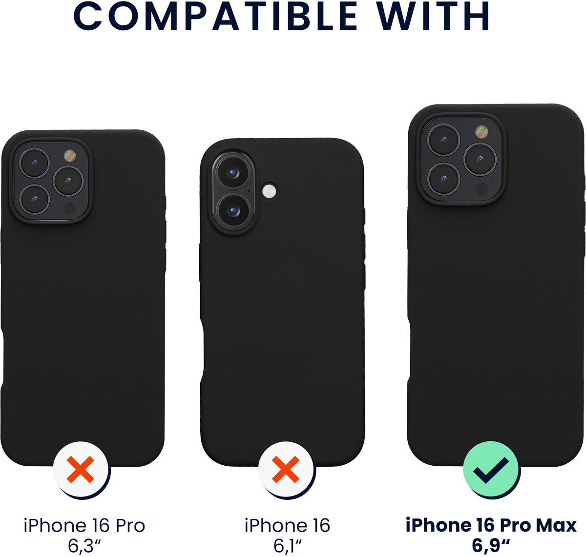 kwmobile hoes met 2x screenprotectors voor Apple iPhone 16 Pro Max – screenprotector van gehard glas – draadloos opladen – zwart