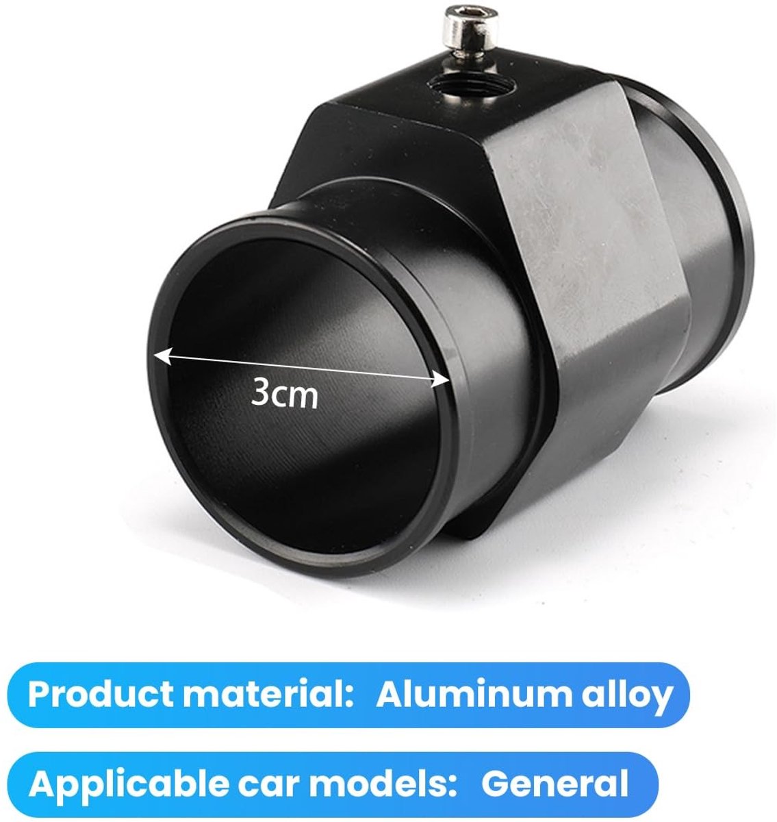 Temperatuur Sensor Adapter voor Slangverbinding, Water Temperatuur Connector en Drukmeter Adapter (30mm)