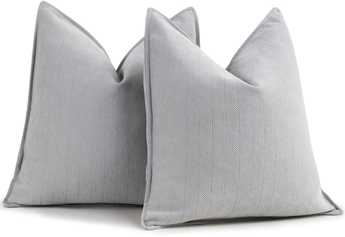 Elzusha - Set van 2 Chenille Kussenhoezen 50x50cm voor Sofa en Bed
