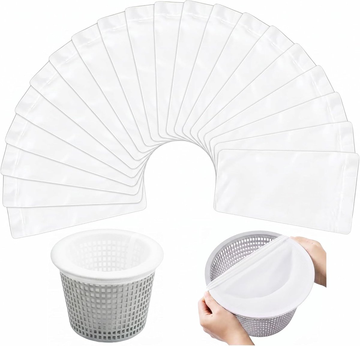20 Stuks Skimmer Sokken van Nylon voor Filters - Eenmalig & Herbruikbaar tegen Bladeren, Haar en Insecten voor Vijver en Whirlpool