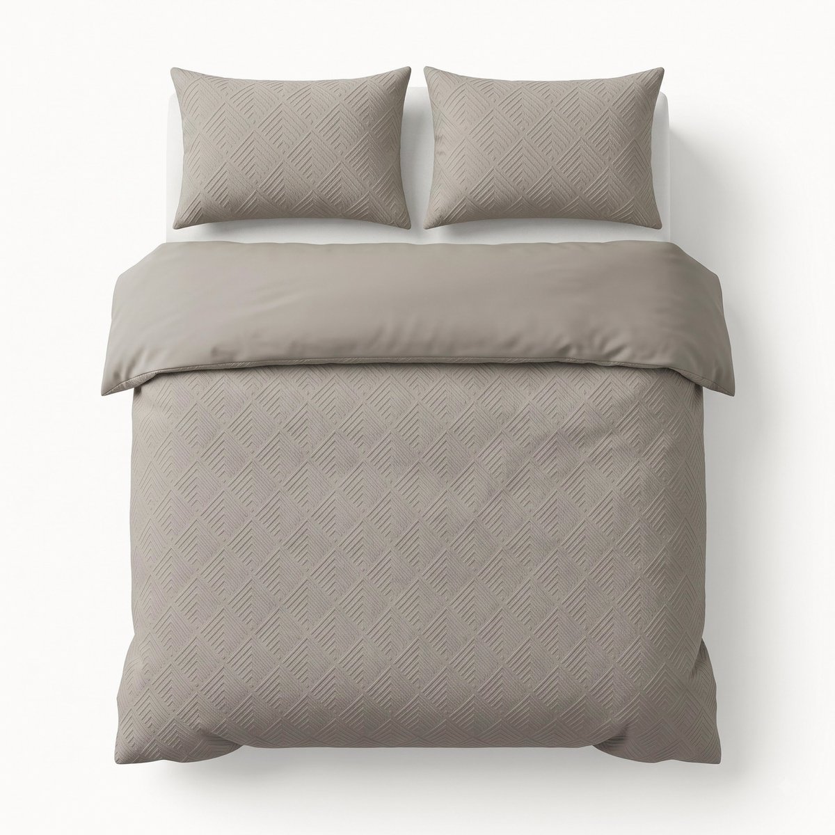 Sleeptime Modern Geo 3D Dekbedovertrek – 200x200/220 cm – Taupe/Grija