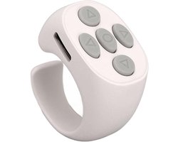 Bluetooth 5.3 Slimme Ring Controller voor E-readers en Smartphones - Draadloze Pagina Turner voor TikTok en Elektronische Boeken, Wit