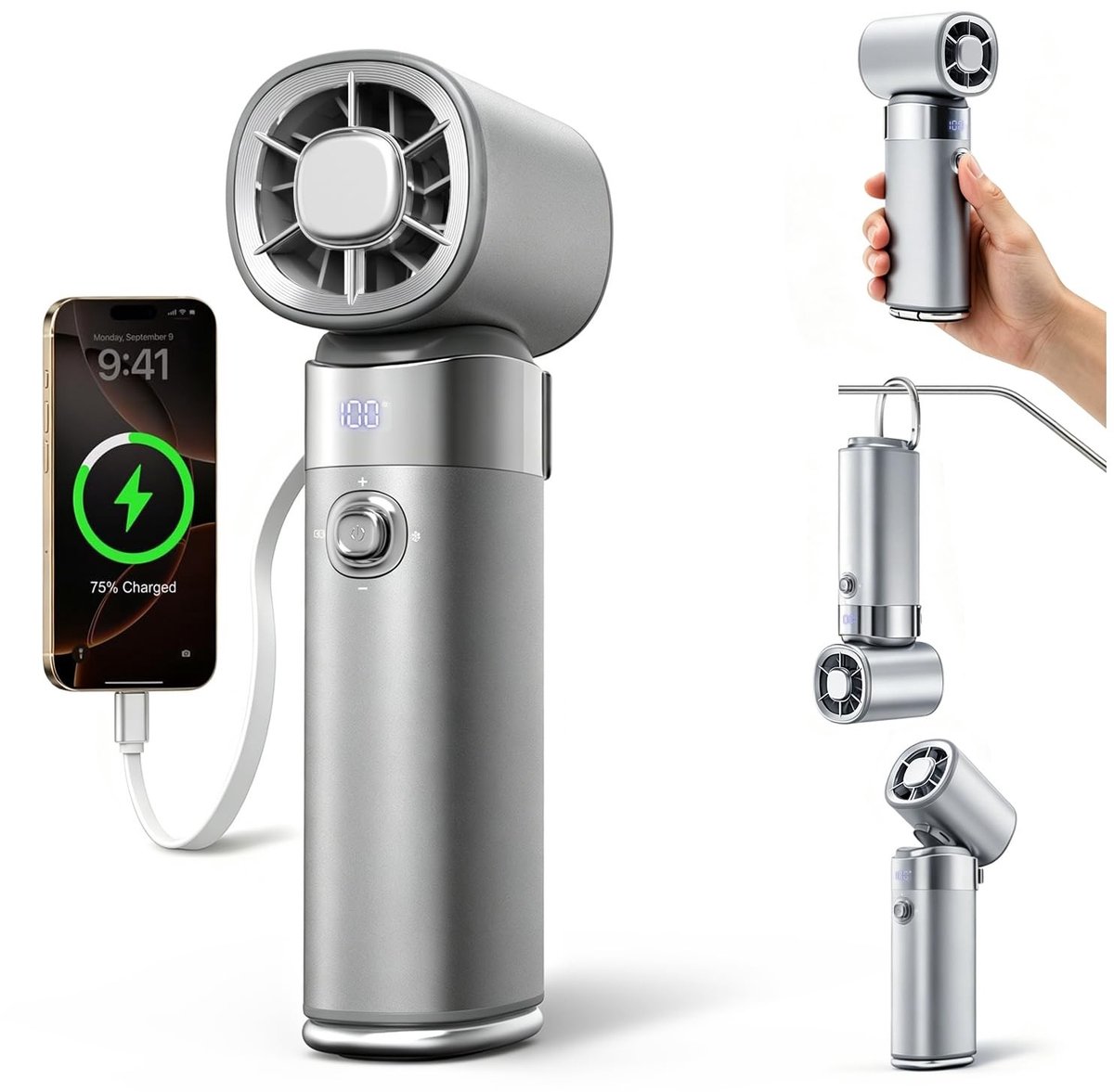Solidchoice - Draagbare Oplaadbare Handventilator met Koelfunctie