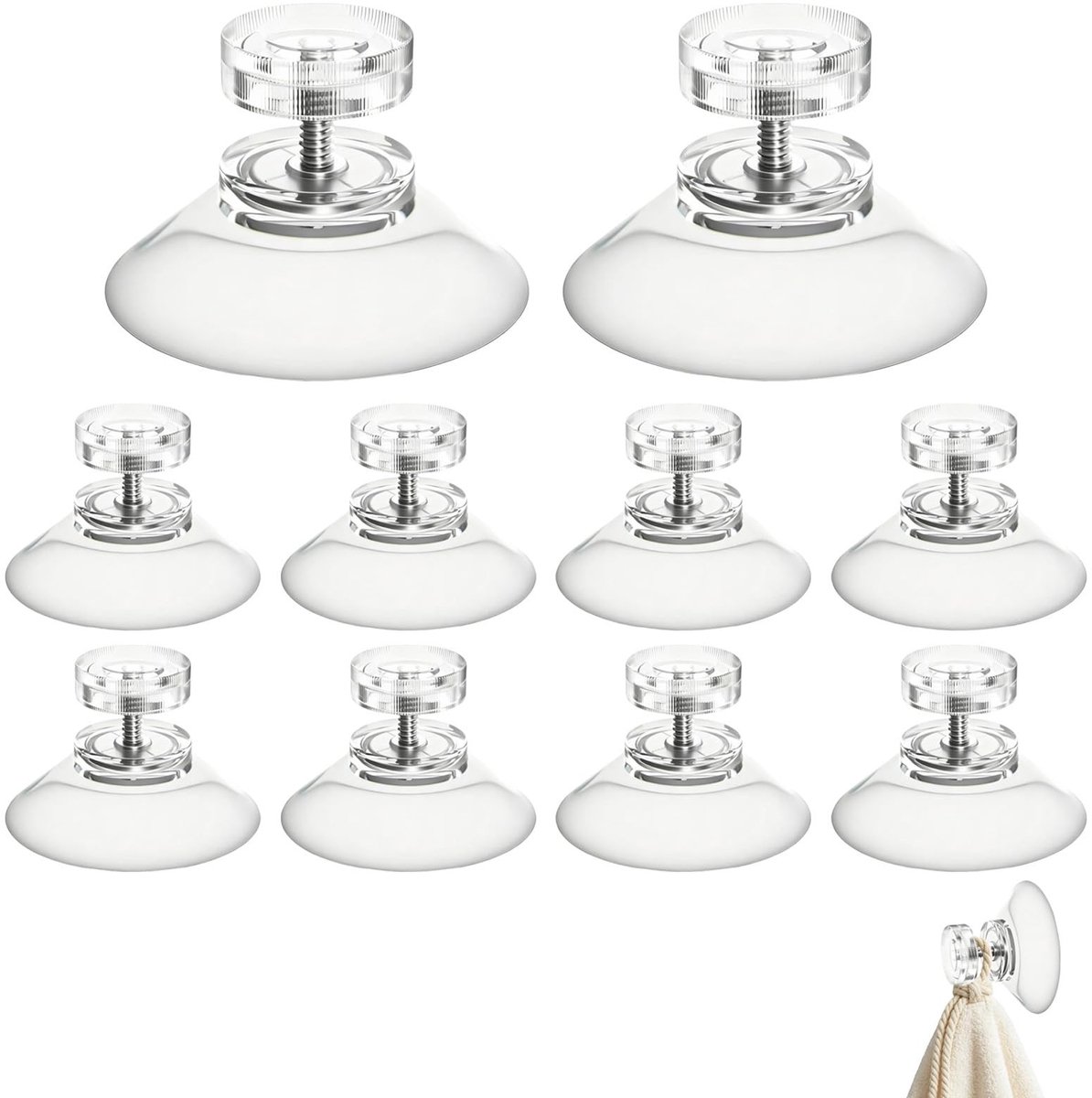 Solidchoice - Set van 10 Transparante Zuignappen met Schroefdraad