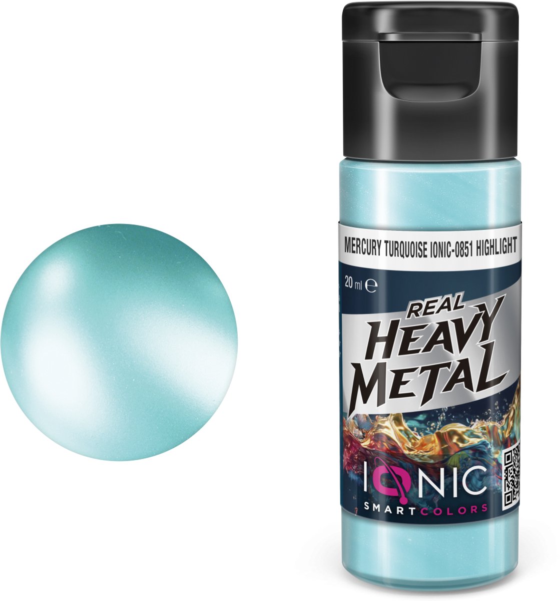 AMMO by Mig Jimenez Hobbyverf Acrylverf - MIG IO0851 Ionic Smart Colors - Real Heavy Metal - Kwik Turquoise - Highlight - Metallic Acryl - 20ml Verf potje - 20 ml