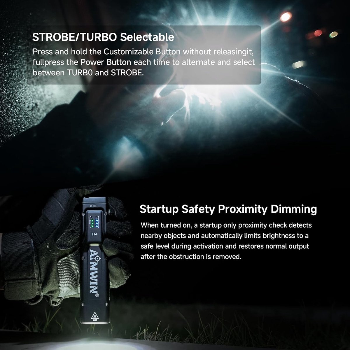 Militaire zaklamp - Zwart - 3000 Lumen - Aluminium EDC Zaklamp met USB-C Oplaadbaar - Voor Outdoor en Beveiliging