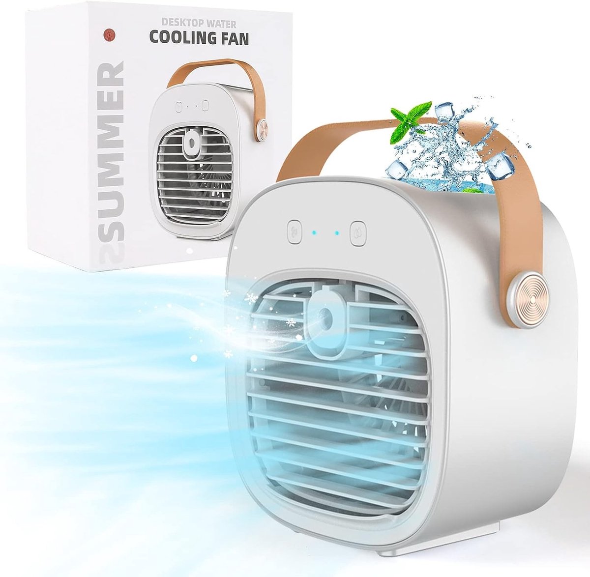 Mini airco - Wit - 20 x 18 x 17 cm - Draagbare Verdampingskoeler met Batterij - Voor Persoonlijk Gebruik