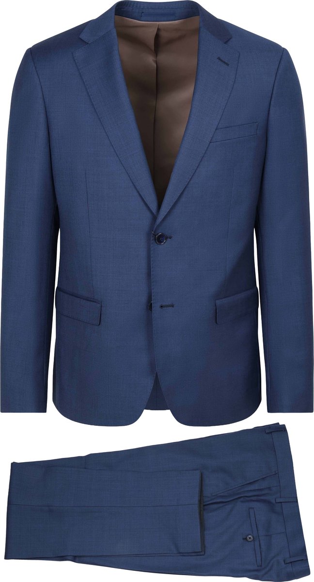 Suitable Sharkskin Kostuum Wol Royal Blauw - Maat 52 - Heren