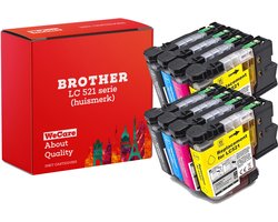 weCare 8-pack - Huismerk geschikt voor Brother LC-521 inktcartridges - Geschikt voor DCP-J1360DW - J1260W - J1310DW - J1460DW