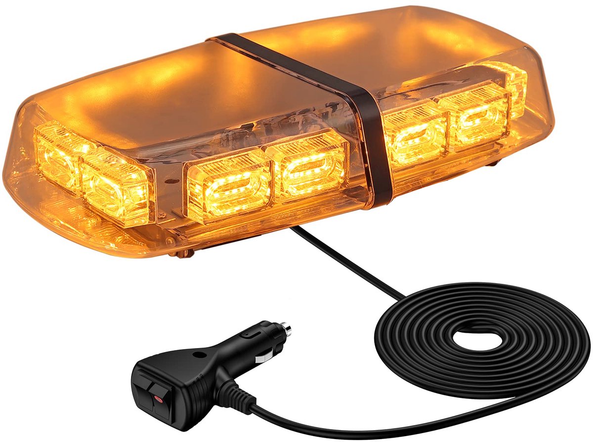 Roterend waarschuwingslicht - 24W oranje knipperlicht - Uitgerust met 72 LED's - 7 knipperstanden - 12V/24V - Magnetisch - IP65 waterdicht - Kan worden aangesloten op de sigarettenaansteker - Krachtige stroboscoop - Noodwaarschuwing - Geel