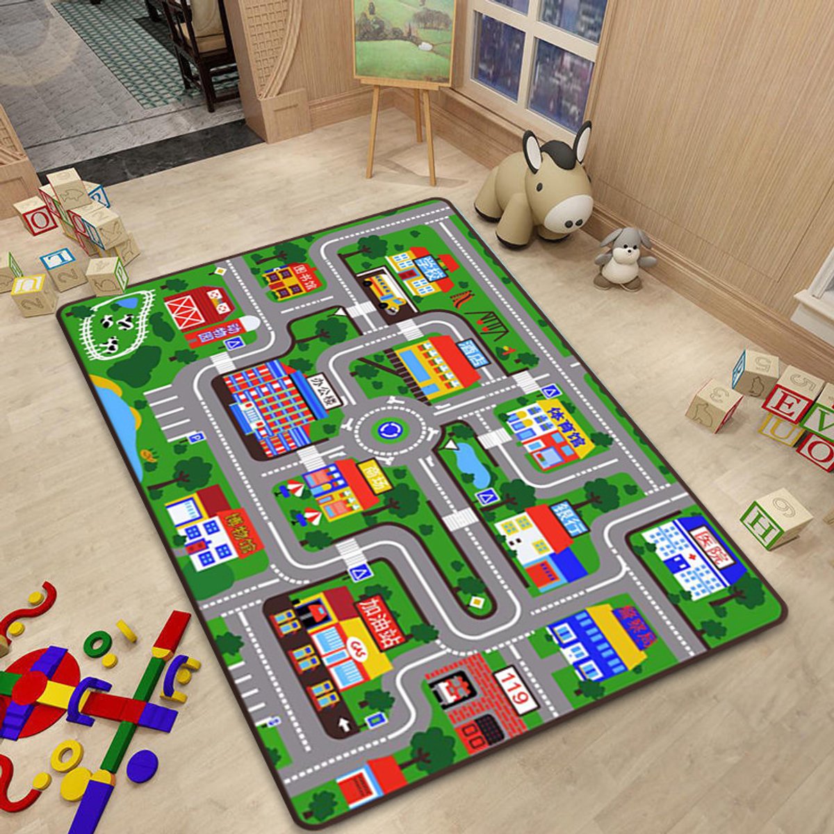 Autospeelmat - Wegtapijt Kinderen - Spelen met Auto's - Antislip Onderkant - 100*160cmsnelweg‑1