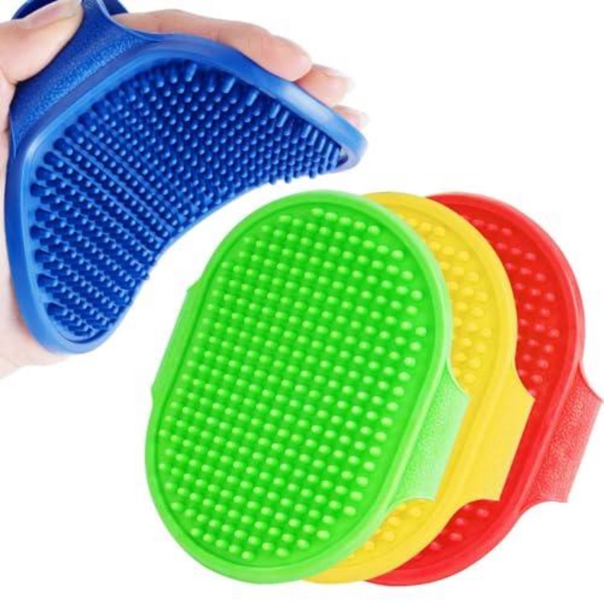 longziming -Hondenborstel 4 Stuks - Siliconen Borstel voor Hond en Kat - Huisdier Borstel voor Nat en Droog Gebruik - Shampoo Borstel met Verstelbare Handgreep - 25,5 x 12,3 cm