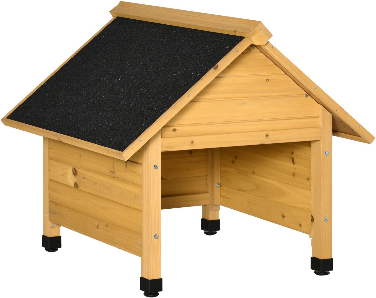 Houten garage grasmaairobot - 75x76x70 cm - zonnebrand en regenbestendig - geel