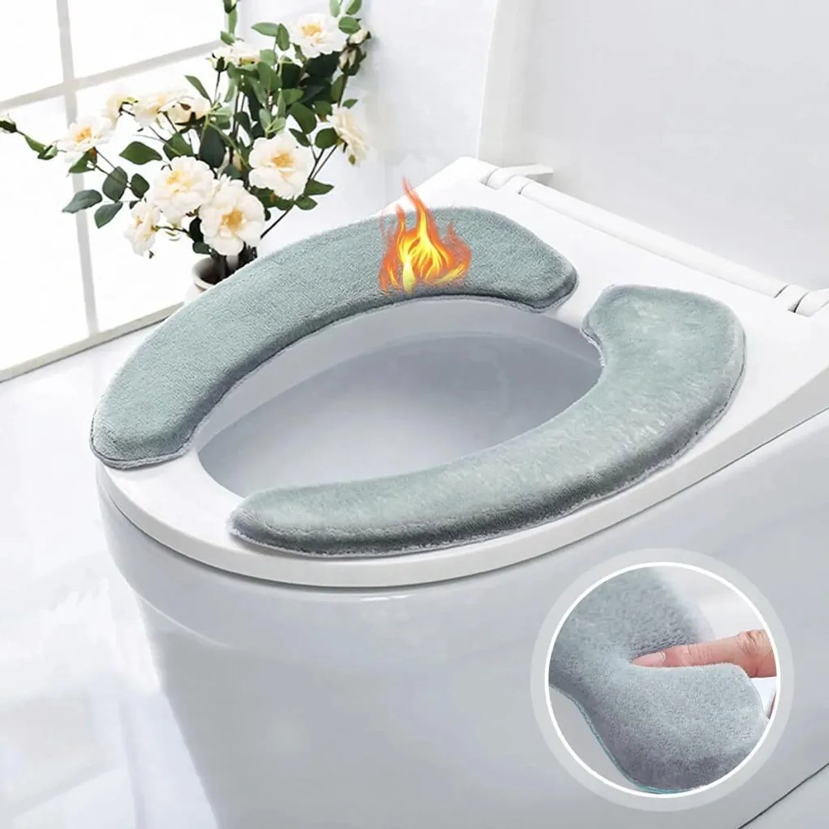 Toiletbrilhoes, zacht pluche, wasbaar, herbruikbaar, eenvoudig te installeren, afGeschikt vooringen: 36,5 x 10 x 2 cm